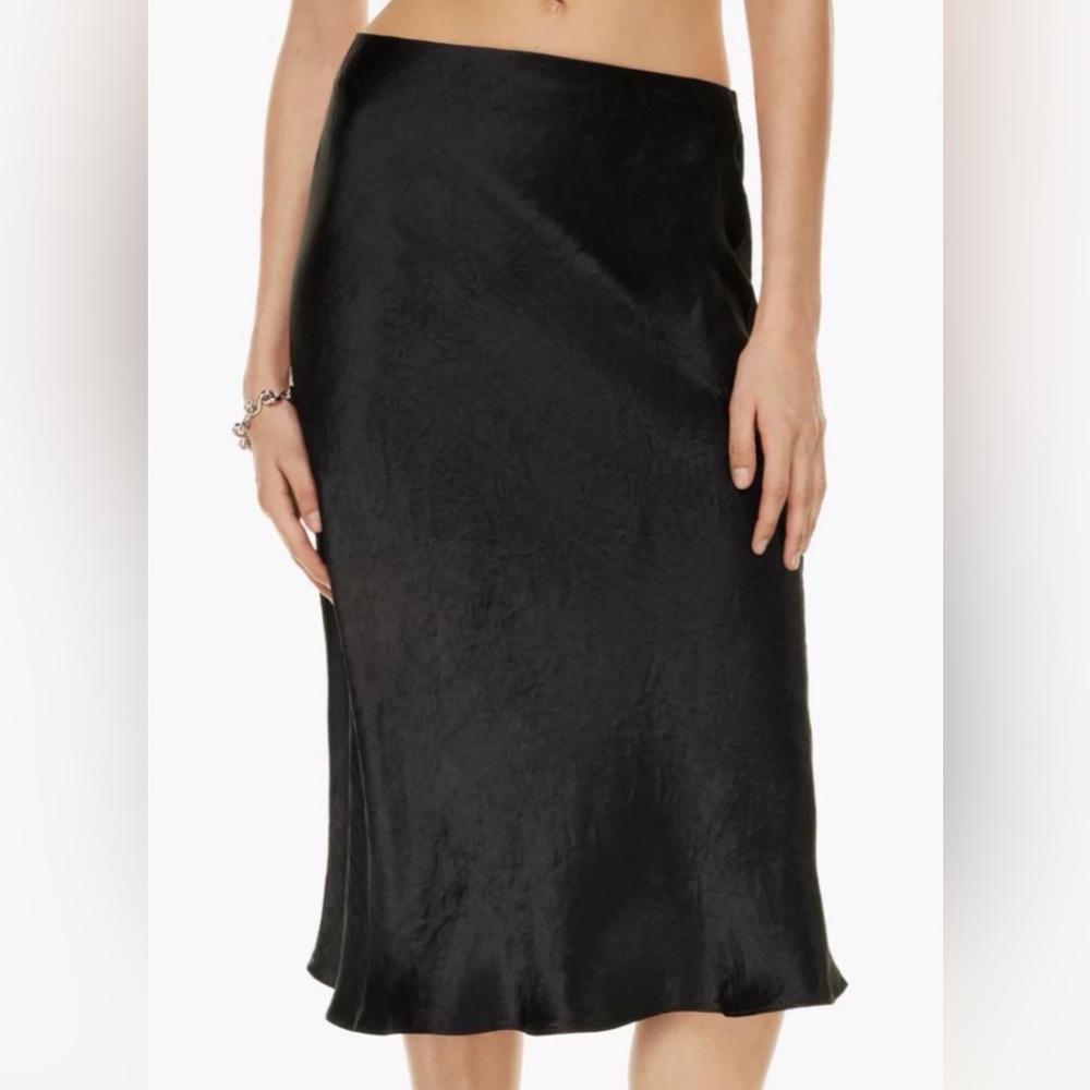 Aritzia Black Satin Bias Midi Skirt